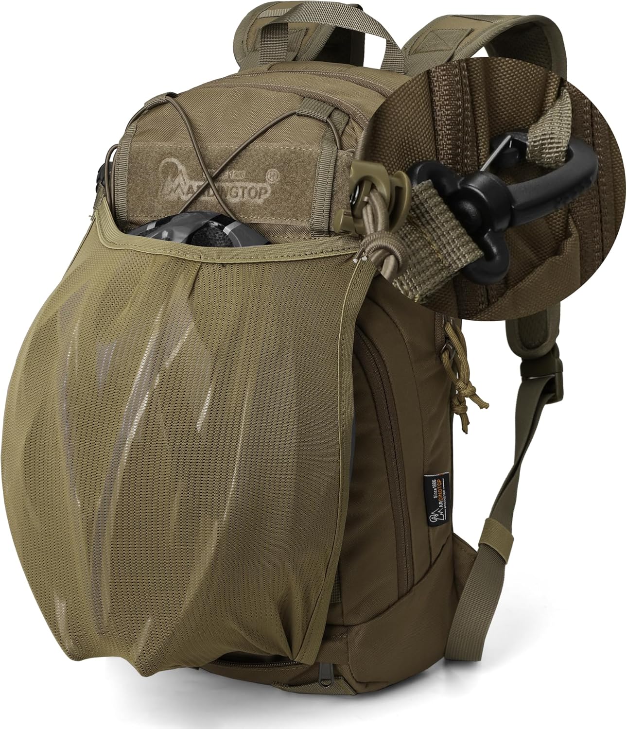 [G0004]Mardingtop 15L Tactical MOLLE Hydration Backpack – Small Military Bag for Motorcycle, Hiking, Riding, Biking & EDC Daypack Khaki