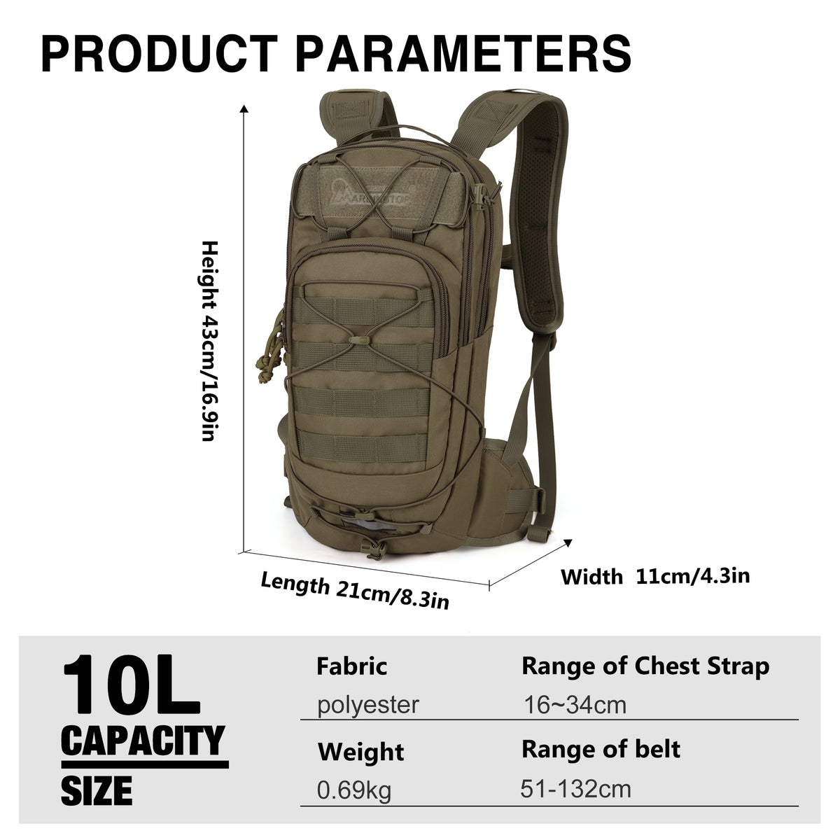 [M50555]10L Tactical Cycling Backpack