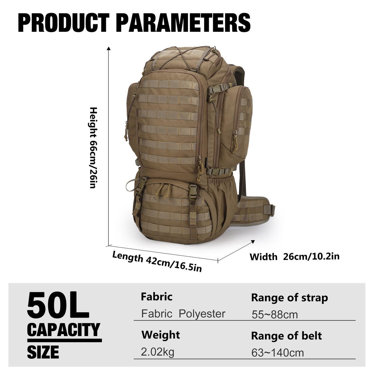[G0029] 50L Internal Frame Backpack