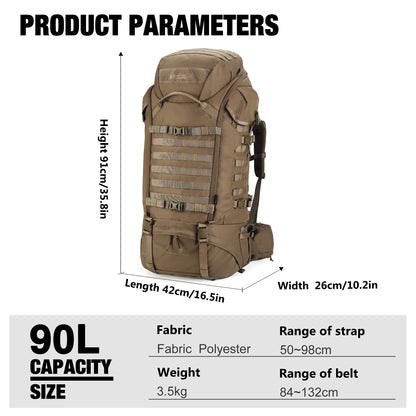 [M6729] 90L Hiking Internal Frame Backpack