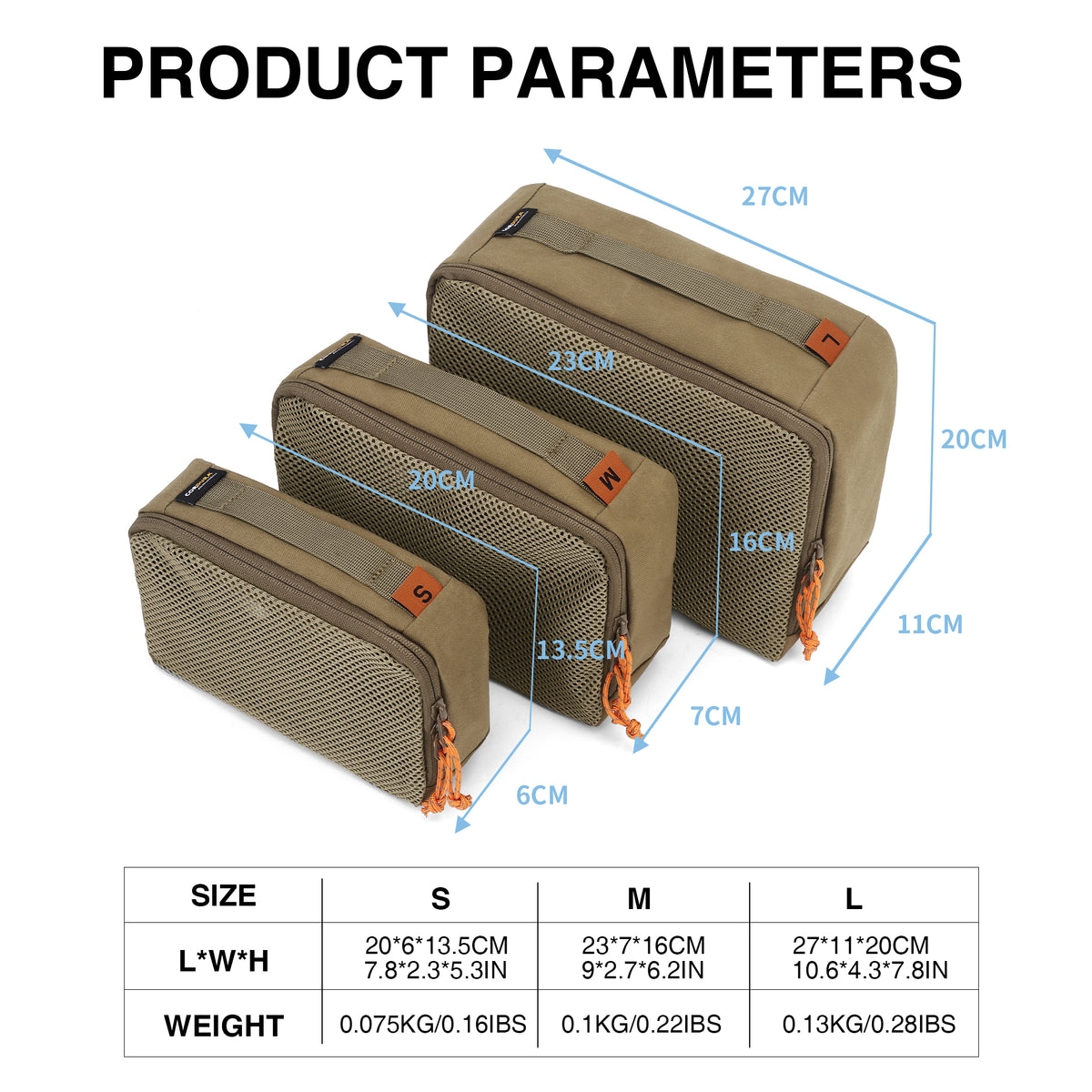 [G0026] 3-Piece 610D Cordura Packing Cube Set
