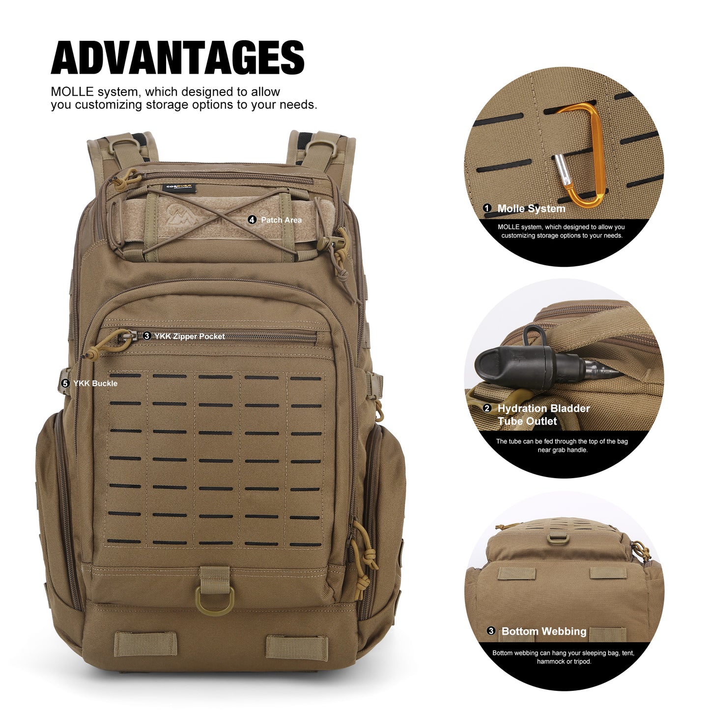 [TM6614] Mardingtop 30L Military Tactical Daypack, 915D Cordura Fabric Molle Backpack