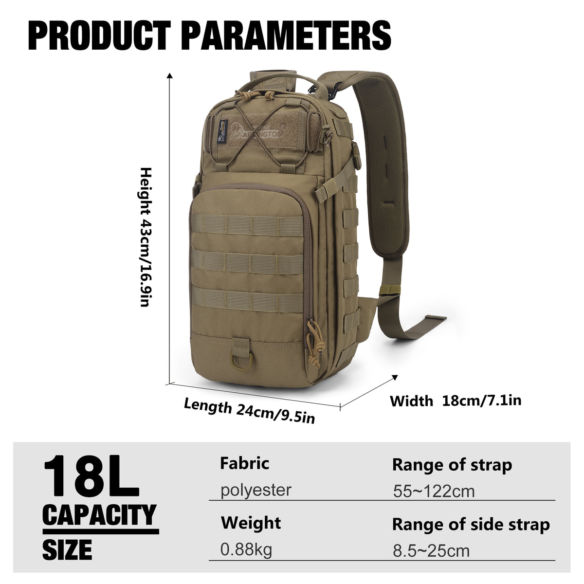 [M50546] 18L Convertible Tactical Backpack