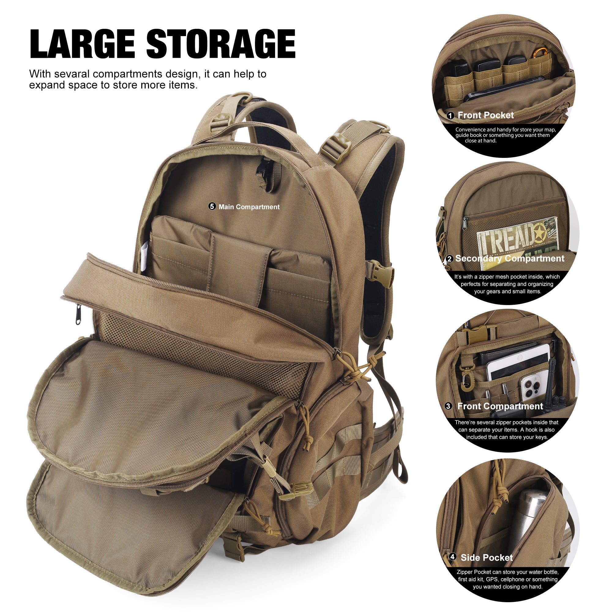 TM6618] Mardingtop 35L Molle Tactical Military Backpack for Men，Cordu