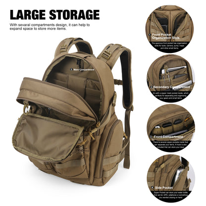 [TM6626] Mardingtop 40L Military Tactical Backpack, 915D Cordura Fabric Molle Rucksack