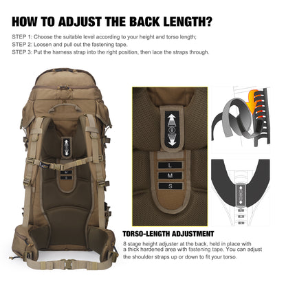 [M6729] 90L Hiking Internal Frame Backpack