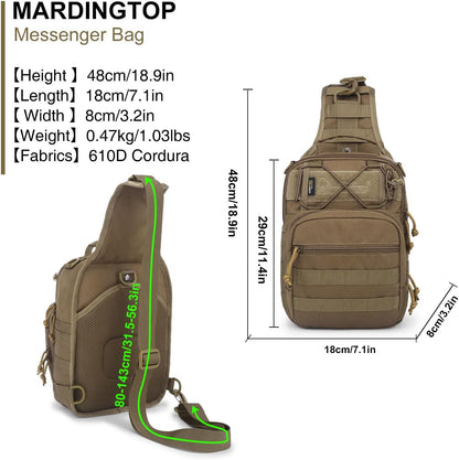 [6636]Mardingtop Tactical Sling Bag for Men, Military Molle Crossbody Shoulder Bag