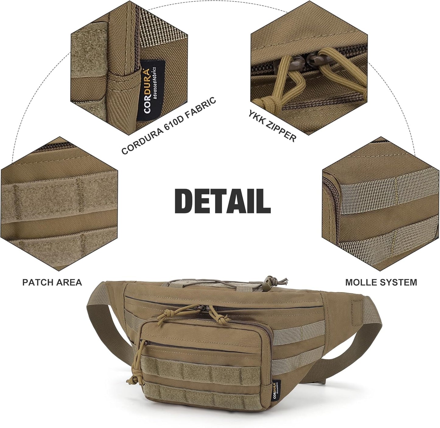 [50608] Mardingtop Tactical Fanny Pack for Men, Military Crossbody Waist Bag Utility Hip Belt Bumbag for Outdoor Travel,Hiking,Running,Walking,Fishing,EDC