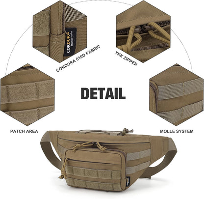 [50608] Mardingtop Tactical Fanny Pack for Men, Military Crossbody Waist Bag Utility Hip Belt Bumbag for Outdoor Travel,Hiking,Running,Walking,Fishing,EDC