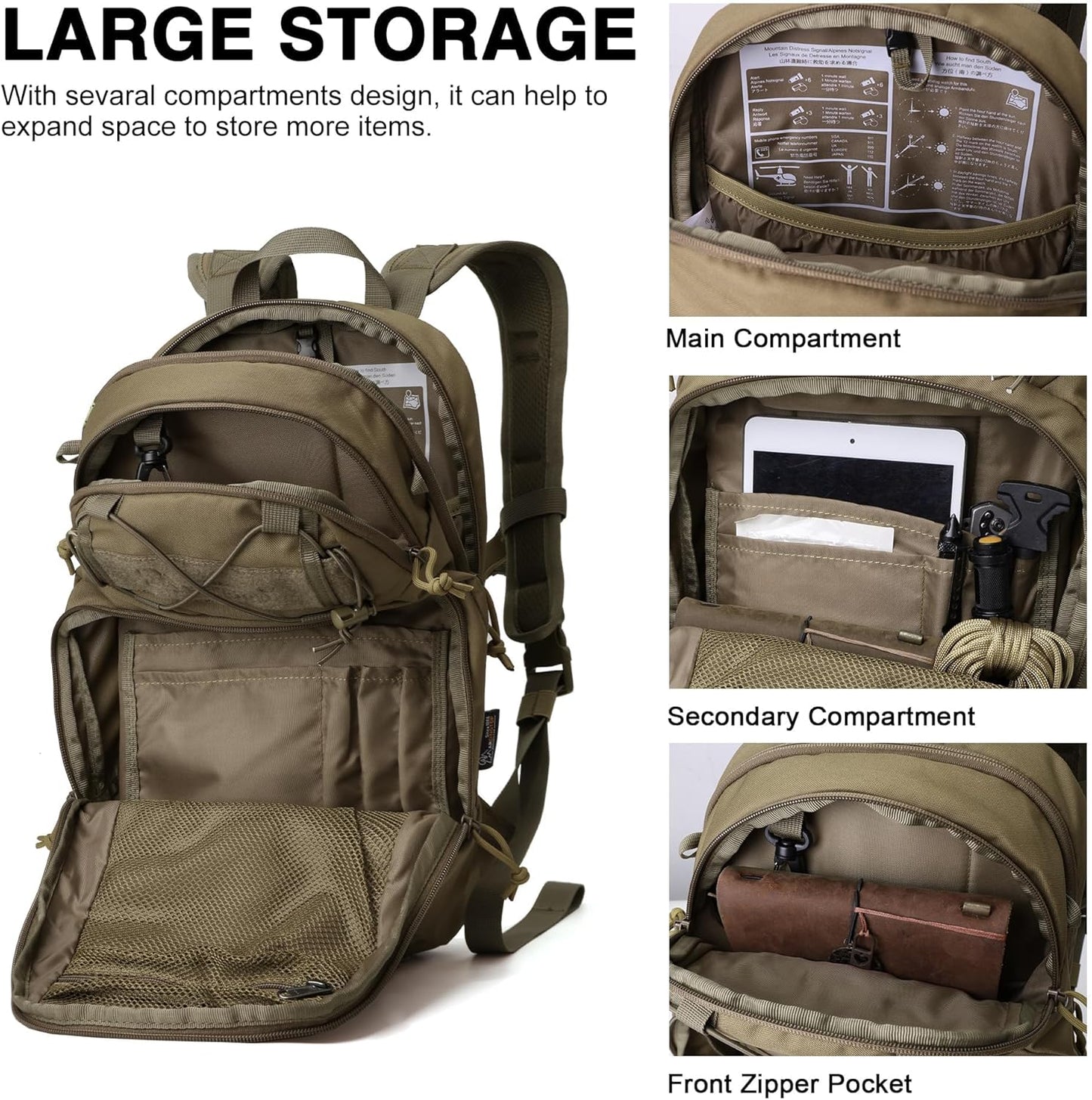 [G0004]Mardingtop 15L Tactical MOLLE Hydration Backpack – Small Military Bag for Motorcycle, Hiking, Riding, Biking & EDC Daypack