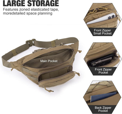 [50608] Mardingtop Tactical Fanny Pack for Men, Military Crossbody Waist Bag Utility Hip Belt Bumbag for Outdoor Travel,Hiking,Running,Walking,Fishing,EDC