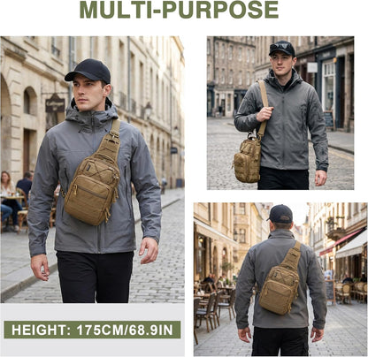 [6636]Mardingtop Tactical Sling Bag for Men, Military Molle Crossbody Shoulder Bag