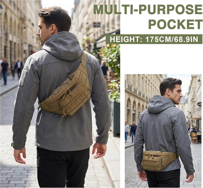 [50608] Mardingtop Tactical Fanny Pack for Men, Military Crossbody Waist Bag Utility Hip Belt Bumbag for Outdoor Travel,Hiking,Running,Walking,Fishing,EDC