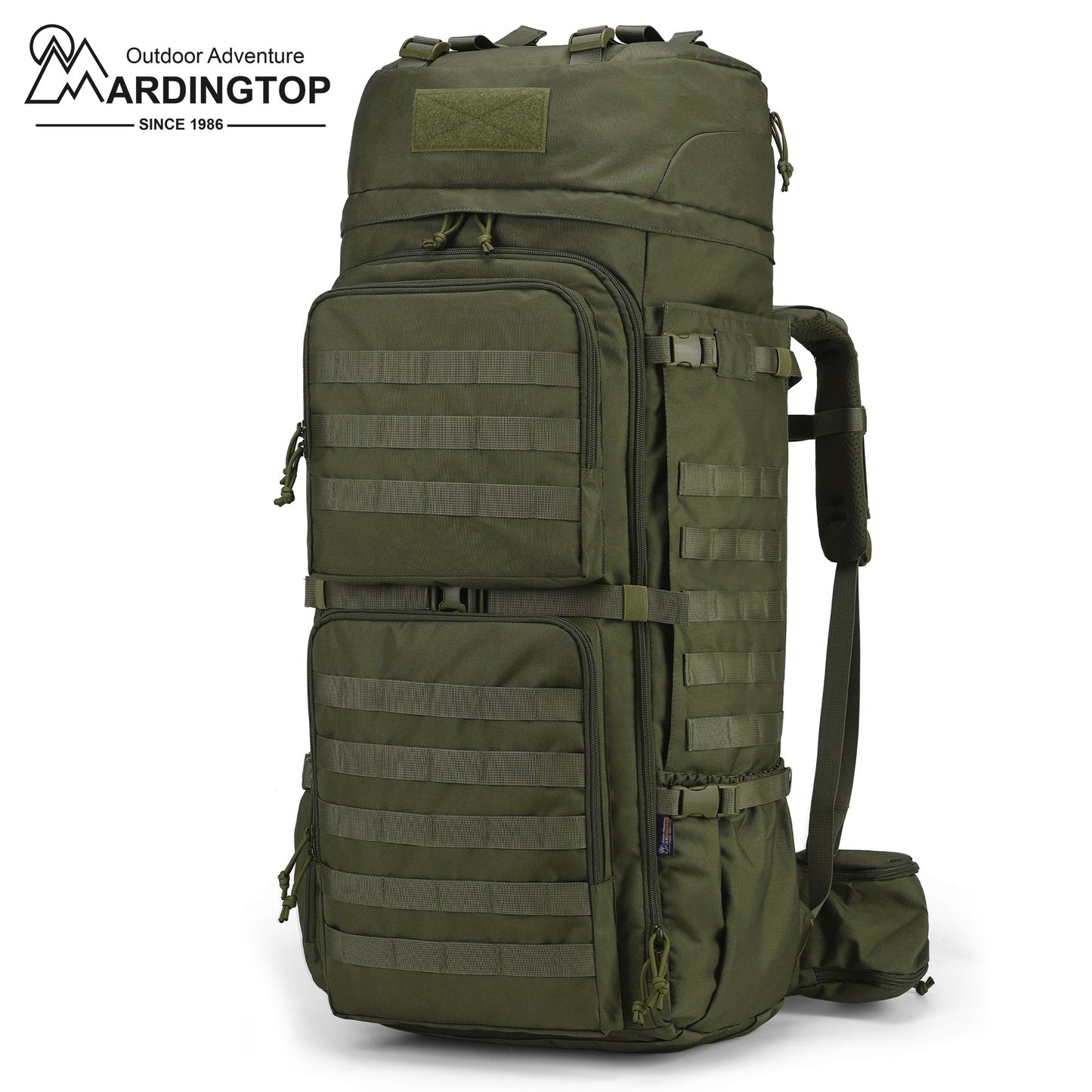 army green hiking backpack Mardingtop 75L Molle Hiking Internal Frame Backpacks with Rain Cover for Camping,Backpacking,Travelling