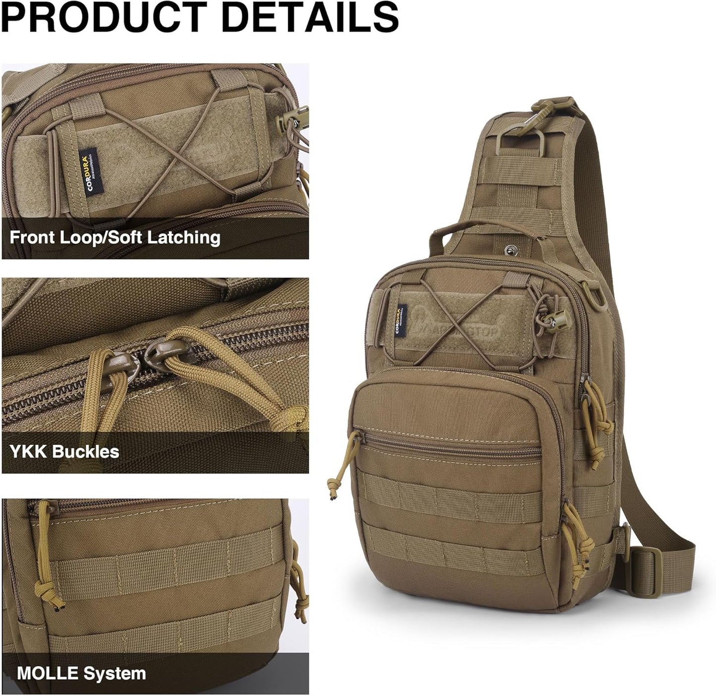 [6636]Mardingtop Tactical Sling Bag for Men, Military Molle Crossbody Shoulder Bag