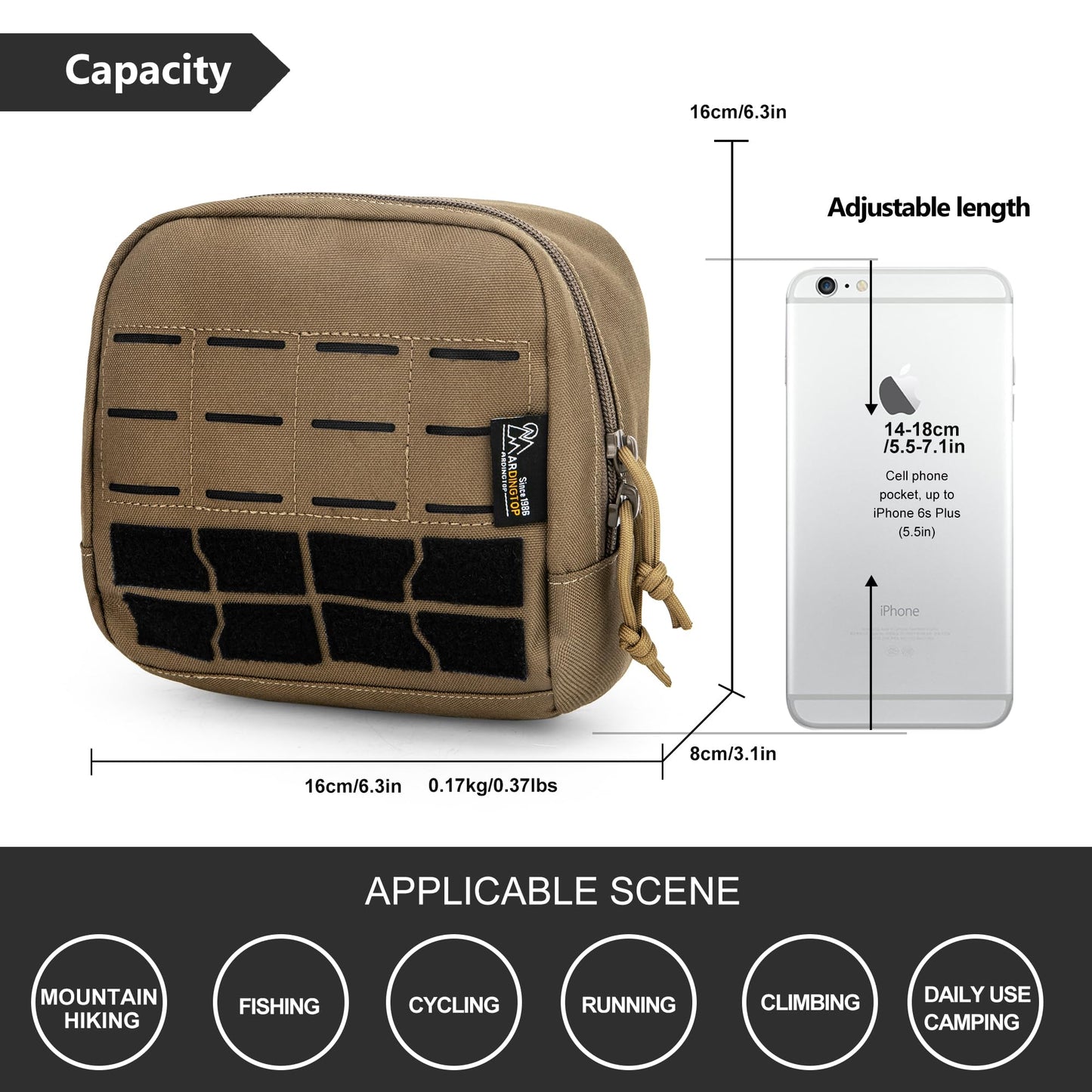 [M6621] Mardingtop Mardingtop Molle Pouch, Tactical Tool Bag, Practical Molle Accessory with Molle System Straps for Outdoor Travel, Mountaineering, and Camping