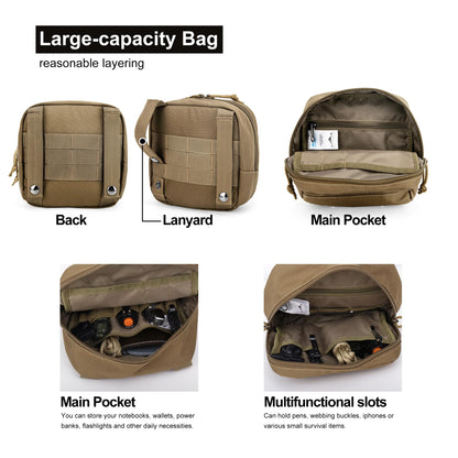 [M6621] Mardingtop Mardingtop Molle Pouch, Tactical Tool Bag, Practical Molle Accessory with Molle System Straps for Outdoor Travel, Mountaineering, and Camping