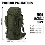 [M6226] Mardingtop 60L Molle Hiking Internal Frame Backpacks with Rain Cover