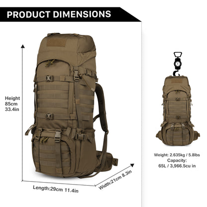 [M6105] Mardingtop 65L Molle Hiking Internal Frame Backpacks with Rain Cover