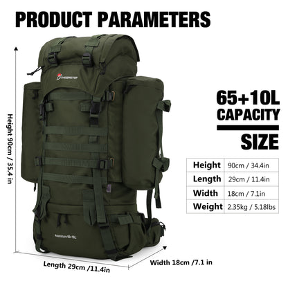 [M403] Mardingtop 65+10L Molle Hiking Internal Frame Backpacks with Rain Cover M403