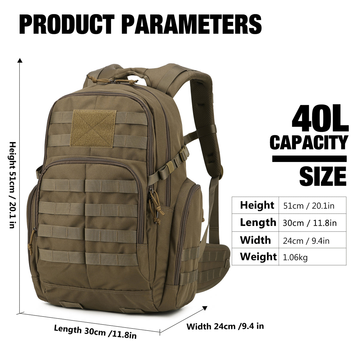 [WT0076] 40L Tactical Backpack