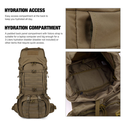 [M6105] Mardingtop 65L Molle Hiking Internal Frame Backpacks with Rain Cover