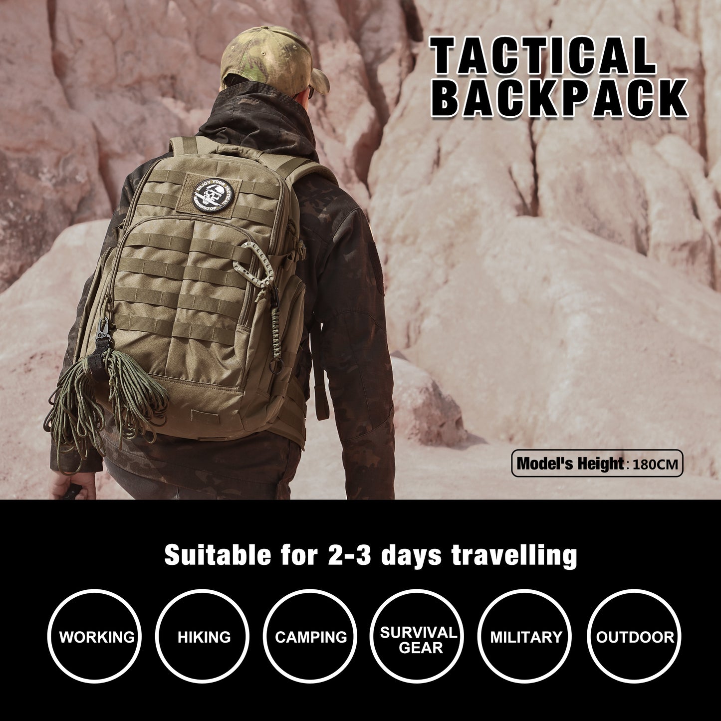 [WT0076] Mardingtop 40L Tactical Backpack, Molle Daypack for Hiking Military Motorcycle Traveling