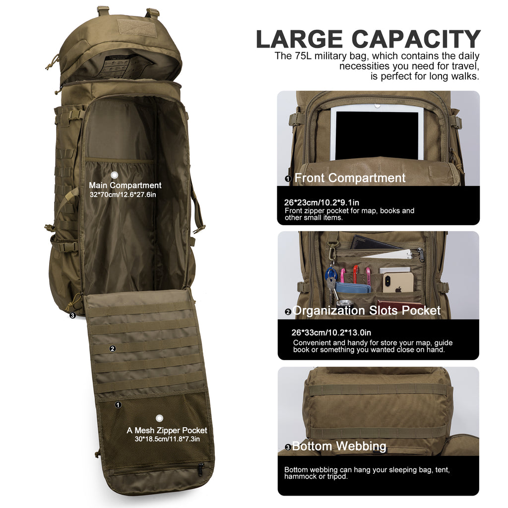 [M6312] 75L Internal Frame Hiking Backpack