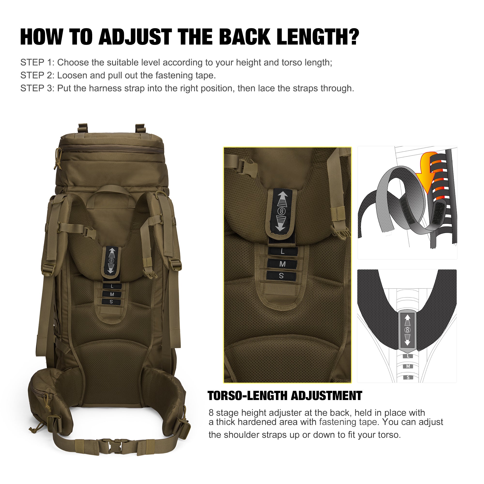 Mardingtop 75L Molle Hiking Internal Frame Backpacks with Rain Cover for Camping Backpacking Travelling