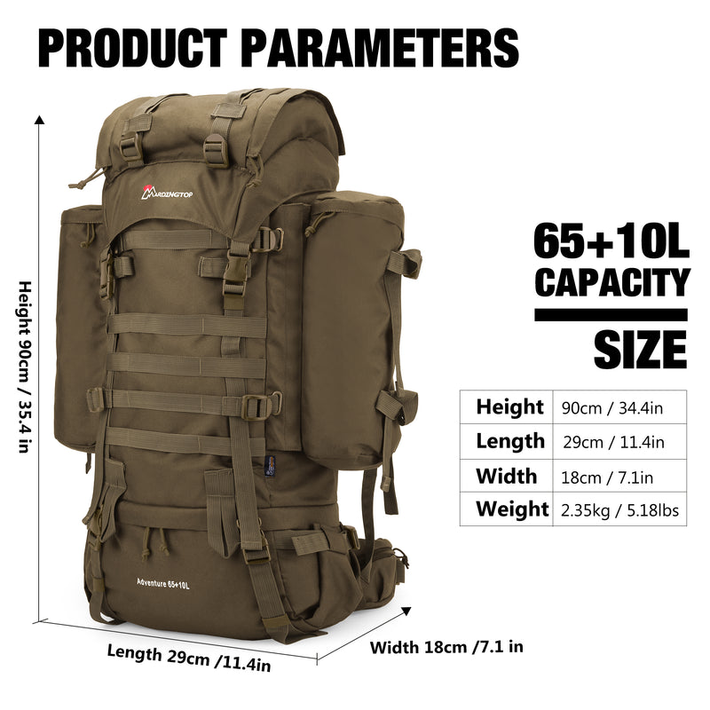 [M403] Mardingtop 65+10L Molle Hiking Internal Frame Backpacks with Rain Cover M403