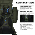 [M403] Mardingtop 65+10L Molle Hiking Internal Frame Backpacks with Rain Cover M403