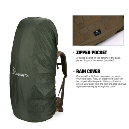 [M6105] Mardingtop 65L Molle Hiking Internal Frame Backpacks with Rain Cover