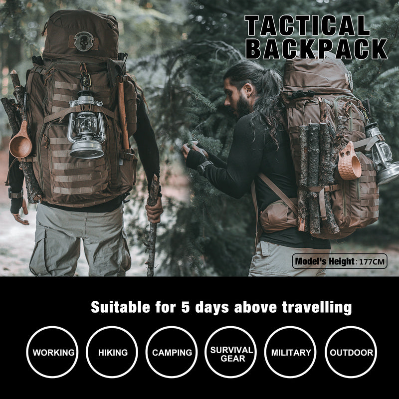 [M6312] Mardingtop 75L Molle Hiking Internal Frame Backpack with Rain Cover