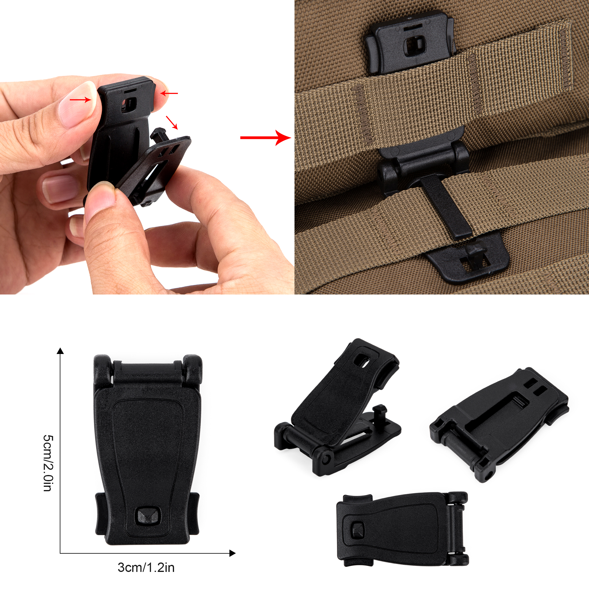 3D Printed Quick Attach Molle Webbing Clips – Hang Free™